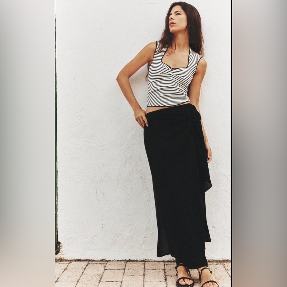 Zara Black and White Striped Tank Top